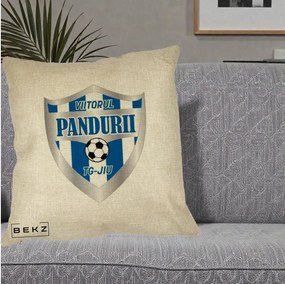 Perna Personalizata Pandurii Targu Jiu Fotbal, 40x40 cm, Crem, Husa Detasabila, Perna Inclusa, BEKZ®