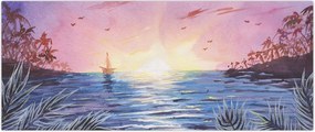 Tablou - Apus de soare deasupra apei, aquarelă (120x50 cm)