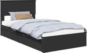 vidaXL Pat cu storage cu headboard Negru 100 x 200 cm Lemn compozit