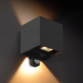 BRILAGI - Lampă de perete LED pentru exterior cu senzor CUBE LED/6W/230V neagră IP65