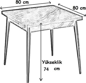 Masa bucatarie Brigitte, patrat, culoare nuc, 80 cm