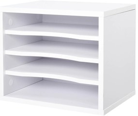 Vinsetto Organizator birou lemn alb cu 4 niveluri suport imprimantă dim. 35,5L x 25l x 28,6H cm | Aosom Romania