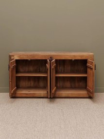 Bufet din lemn reciclat și metal, 4 uși, aspect rustic, Rochehau