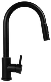 Baterie de chiuvetă cu cap de duș detașabil Pyramis 90941338 IDEA negru mat