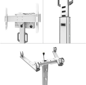 Stand podea mobil NM MUp 37-75" 70kg alb