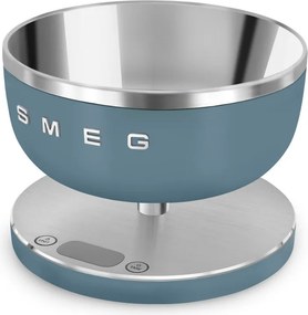 Cantar de bucatarie Smeg Collezione KSC01SBMWW, Pana la 5 kg/5 l, Functie TARA, Afisaj LED, Baza antiderapanta, Baterie reincarcabila, Albastru cenusiu