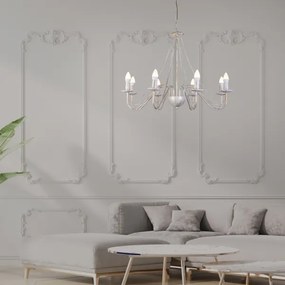 Candelabru pe lanț MALBO 8xE14/10W/230V alb/auriu/patină