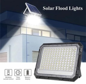 Proiector LED cu Panou Solar și Telecomandă, Rezistent la Apă IP65, 200W