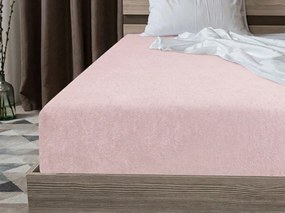 Cearsaf elastic fleece MOLTON roz deschis 180 x 200 cm