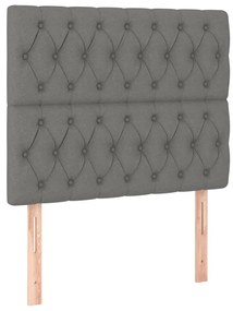 Pat box spring cu saltea, gri inchis, 120x200 cm, textil Morke gra, 120 x 200 cm, Design cu nasturi
