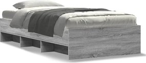 vidaXL Cadru de pat, gri sonoma, 100x200 cm, lemn prelucrat