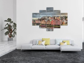 Tablou - Case lângă râu (150x105 cm)