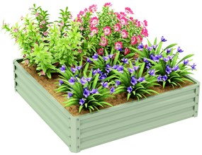 Outsunny Pat de grădină, Jardiniere cu structură de oțel, Verde, 120 x 120 x 30 cm | Aosom Romania