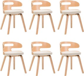 vidaXL Scaune sufragerie 6 buc. lemn curbat crem și piele artificială