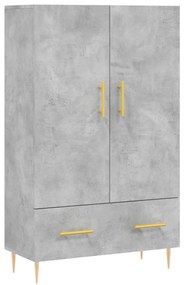 828224 vidaXL Dulap înalt, gri beton, 69,5x31x115 cm, lemn prelucrat