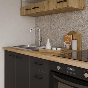 Dulap pentru produse alimentare, negru mat / stejar artizan, MONRO 60 DK-210 2F