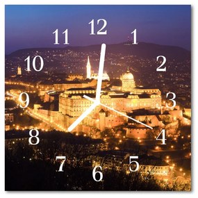 Ceas de perete din sticla pătrat City of Budapest City aur