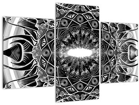 Tablou cu ornamente alb negre (90x60 cm)