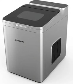 Masina de facut gheata Crown ICM-625S, 112 W, 12 kg/24 h, 1,5 l, 2 dimensiuni, Autocuratare, R600a, Indicatori, Otel inoxidabil