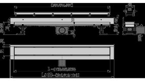 Rigola dus faiantabila cu capac doua fete si sifon iesire laterala 950 mm Alcadrain APZ23-DOUBLE9-950 950 mm