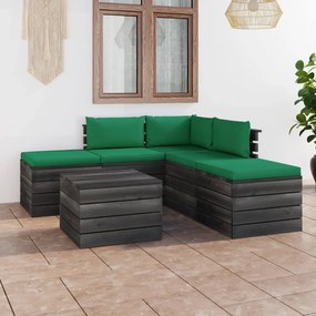 Set mobilier gradina paleti cu perne 6 piese lemn masiv de pin Verde, 6
