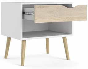 Noptiera alba cu decor stejar sonoma OSLO 75394