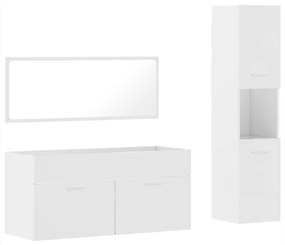 3308530 vidaXL Set mobilier de baie, 3 piese, alb extralucios, lemn compozit