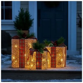 Solight 1V291 - Set de 3 LED-uri, lumini de Crăciun 48xLED/3,6W/230V IP44 alb cald