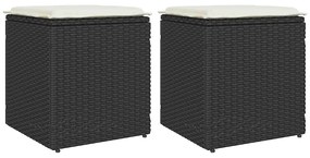 vidaXL Scaune de grădină cu perne 2 buc Negru 40x40x43 cm Poly Ratan