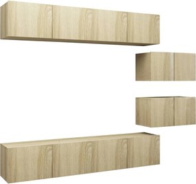 vidaXL Set de dulapuri TV, 6 piese, stejar sonoma, lemn prelucrat