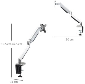 Vinsetto suport monitor, aluminiu, reglabil, 50x11x19.5-47.5cm | AOSOM RO