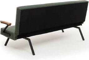 Canapea extensibilă 2 locuri modernă, 180x100 cm – stofă verde &amp; metal negru – Newyork