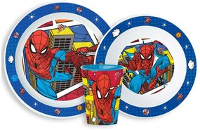 Omul Păianjen Grid set de tacâmuri, set de plastic micro, cu pahar de 260 ml