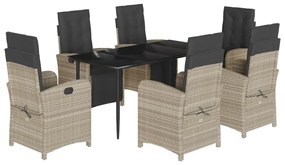 3212602 vidaXL Set mobilier de grădină cu perne, 7 piese gri deschis poliratan