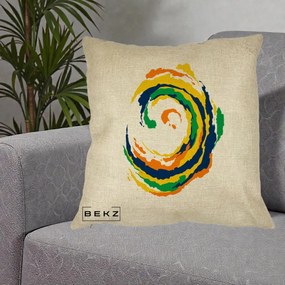 Perna Decorativa Vortex Abstract Colorat, 40x40 cm, Crem, Husa Detasabila, Perna Inclusa, BEKZ®