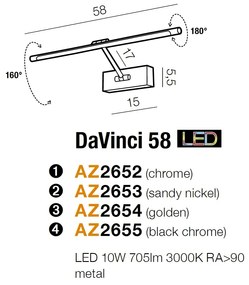 Aplica de perete LED pentru tablou cu brat directionabil DaVinci 58 crom