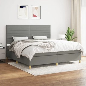 vidaXL Pat box spring cu saltea, gri închis, 200x200 cm, textil