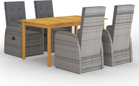 vidaXL Set de masă pentru grădină, 5 piese, gri