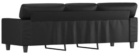 Canapea cu 3 locuri, negru, 180 cm, piele ecologica Negru, 214 x 77 x 80 cm