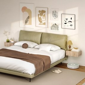 HOMCOM Set de 2 Noptiere Suspendate cu Sertar, Pereche de Noptiere Moderne din Lemn, Mese Laterale pentru Canapea, Living și Dormitor, 40x30x15 cm, Stejar | Aosom Romania