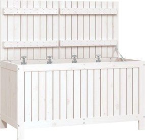 vidaXL Cutie de depozitare grădină, alb, 121x55x64 cm, lemn masiv pin