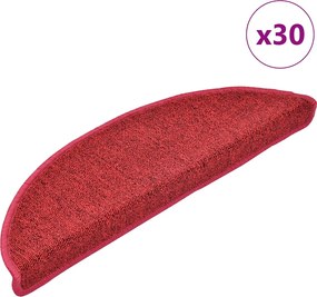 vidaXL Covorașe scări, 30 buc., 56x17x3 cm, semirotunde, roșii