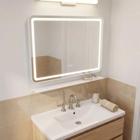 Oglindă de perete LED cu raft 80x60 cm L-8060