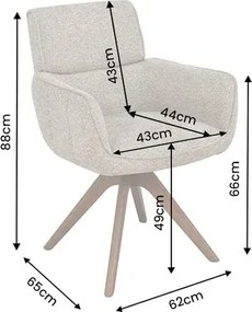 Set de 2 scaune pivotante, Lemn de nuc, Material texturat bej-taupe, UNIQUE