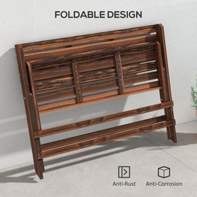 Outsunny Bancă de Exterior din Lemn pentru 2 Persoane, Bancă Pliabilă cu Spătar și Șezut cu Șipci, Bancă pentru Patio, Finisaj Carbonizat | Aosom Romania