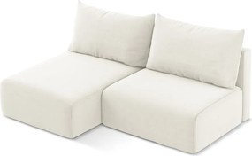 Colțar crem extensibil/cu spațiu de depozitare cu tapițerie din catifea (cu colț pe partea stângă/cu șezlong) Kalena – Makamii