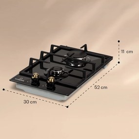 Victoria Domino, plită pe gaz, 2 arzătoare, arzătoare Sabaf, plită ceramică, design retro