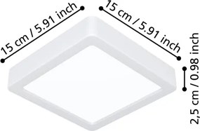 Eglo 901311 - Plafonieră LED FUEVA, 7W, 230V, 2700/4000/6500K, 15x15 cm, albă