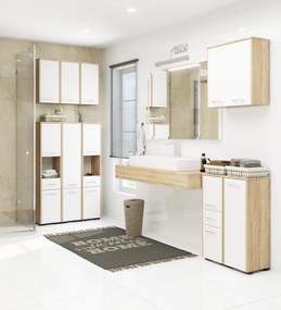 Dulap de baie suspendat Farid TYP5 (Stejar sonoma + Alb). 1069548