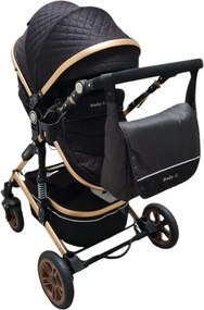 Carucior nou nascuti 2 in 1 Baby Care™ PRO 531, Cu geanta bebe, Cadru Aluminiu Gold , Amortizoare, Roti din cauciuc plin AVE, Spatar reglabil 3